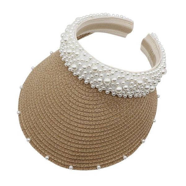 women's pearl headband hairpin hat summer sunscreen sunshade woven hollow sunhat hats for women wide brim, Blue;gray
women's pearl headband hairpin hat summer sunscreen sunshade woven hollow sunhat hats for women wide brim, Blue;gray