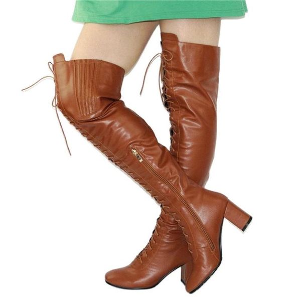 thigh high boots women punk winter lace up over the knee tall long square toe party pumps 35-43 size, Black
thigh high boots women punk winter lace up over the knee tall long square toe party pumps 35-43 size, Black