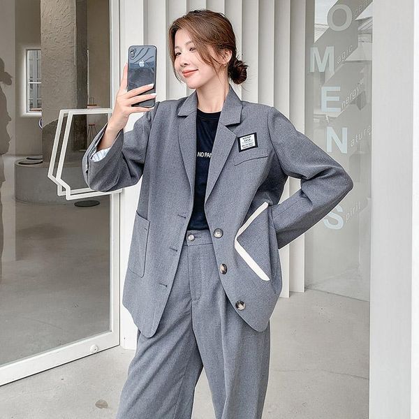 women's two piece pants gray suits women fashion elegant single breasted blazer and 2 set lady loose casual wide leg spring fall t091, White
women's two piece pants gray suits women fashion elegant single breasted blazer and 2 set lady loose casual wide leg spring fall t091, White