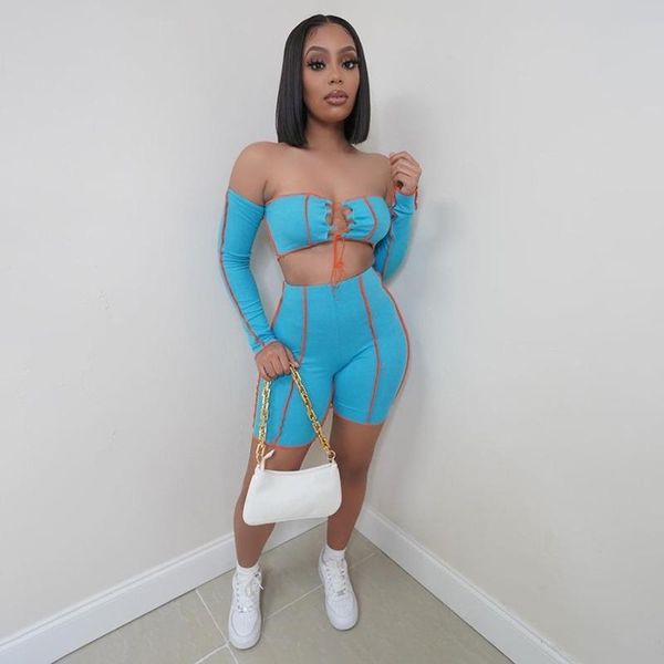 women's tracksuits off shoulder + bicycle shorts matching set patchwork bandage backless two-piece street style summer, Gray
women's tracksuits off shoulder + bicycle shorts matching set patchwork bandage backless two-piece street style summer, Gray