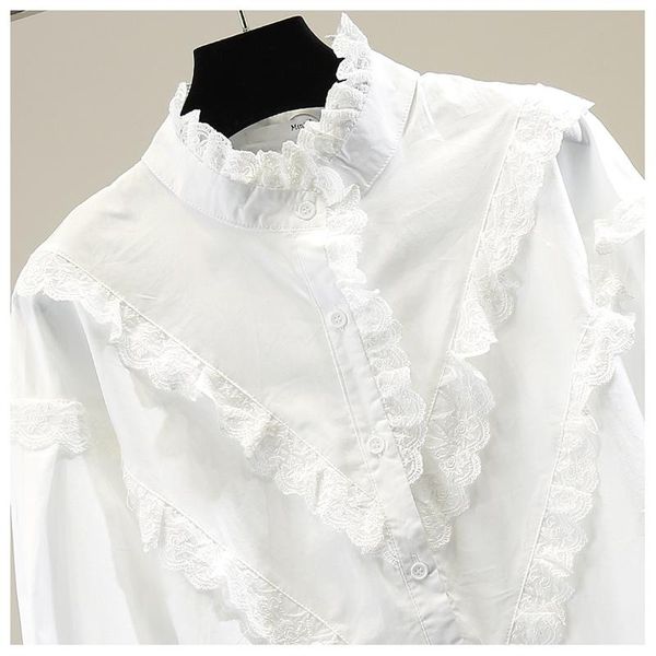 lace patchwork stand-up collar loose long-sleeved shirt for women 2021 spring large size blue blouse lady white blusa women's blouses &
lace patchwork stand-up collar loose long-sleeved shirt for women 2021 spring large size blue blouse lady white blusa women's blouses &