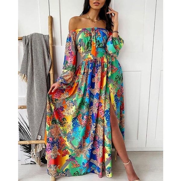 boho floral dress summer womens sleepwears off shoulder colorful slit maxi long sleeve slash neck a line dresses vestidos, Black;red
boho floral dress summer womens sleepwears off shoulder colorful slit maxi long sleeve slash neck a line dresses vestidos, Black;red