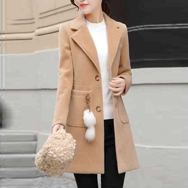 women's wool & blends 2021 coat women plus size autumn winter fashion elegant patchwork lapel button slim cashmere woolen, Black
women's wool & blends 2021 coat women plus size autumn winter fashion elegant patchwork lapel button slim cashmere woolen, Black