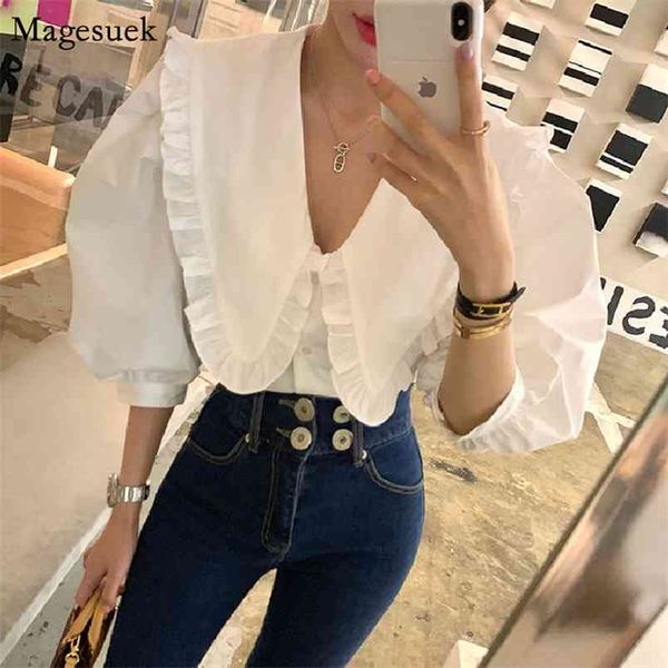 korean sweet peter pan collar white shirts woman puff short sleeve solid ruffled blouse women clothes plus size loose 14253 210512
korean sweet peter pan collar white shirts woman puff short sleeve solid ruffled blouse women clothes plus size loose 14253 210512