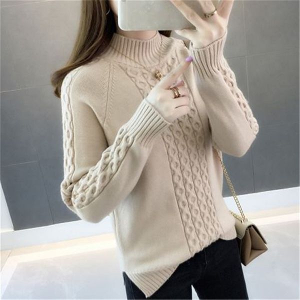 women casual winter loose cotton knitted lady turtleneck sweater female full sleeve pullover 210427, White;black
women casual winter loose cotton knitted lady turtleneck sweater female full sleeve pullover 210427, White;black