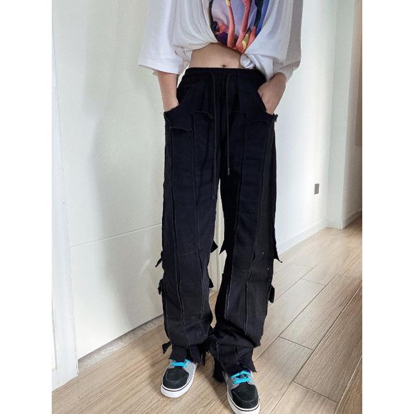 women's jeans street design sense old pit stripe graffiti letter elastic waist casual loose bf trendy, Blue
women's jeans street design sense old pit stripe graffiti letter elastic waist casual loose bf trendy, Blue