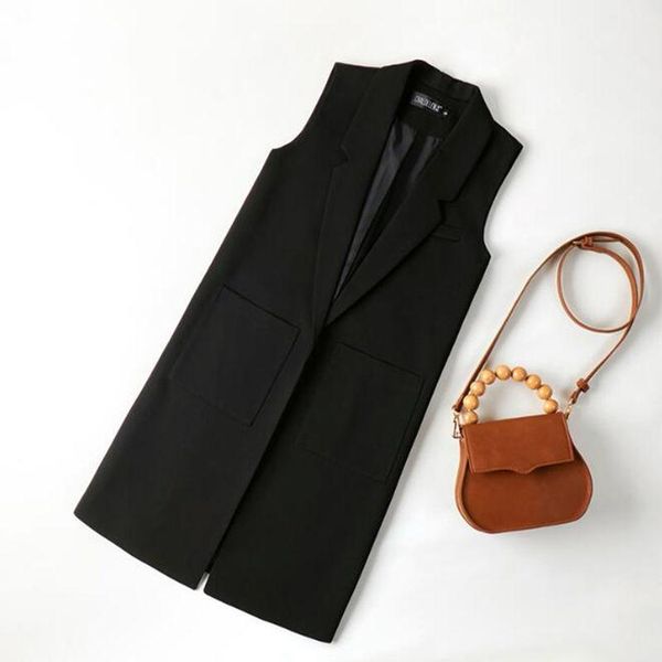women's vests 2021 spring korean fashion long outerwear women casual sleeveless vest female elegant slim black coat a180, Black;white
women's vests 2021 spring korean fashion long outerwear women casual sleeveless vest female elegant slim black coat a180, Black;white
