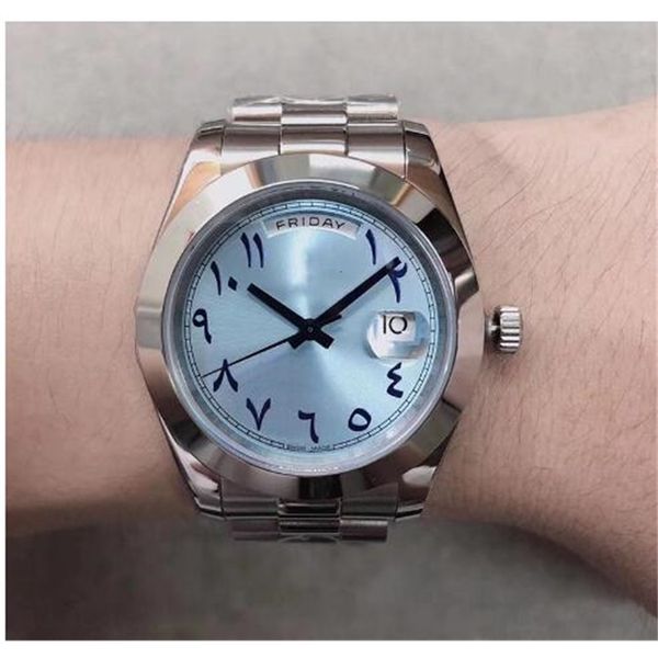 luxury high automatic quality winding date day watch anniversary stainless steel with ice blue dial men's 41mm designer watches, Slivery;brown 
luxury high automatic quality winding date day watch anniversary stainless steel with ice blue dial men's 41mm designer watches, Slivery;brown