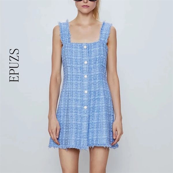 elegant sleeveless tweed dress women vintage button club es boho female slim mini girls chic korean vestidos 210521, Black;gray
elegant sleeveless tweed dress women vintage button club es boho female slim mini girls chic korean vestidos 210521, Black;gray