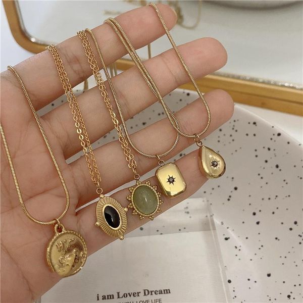 pendant necklaces retro star titanium steel necklace european and american metallic for women qualities, Silver
pendant necklaces retro star titanium steel necklace european and american metallic for women qualities, Silver