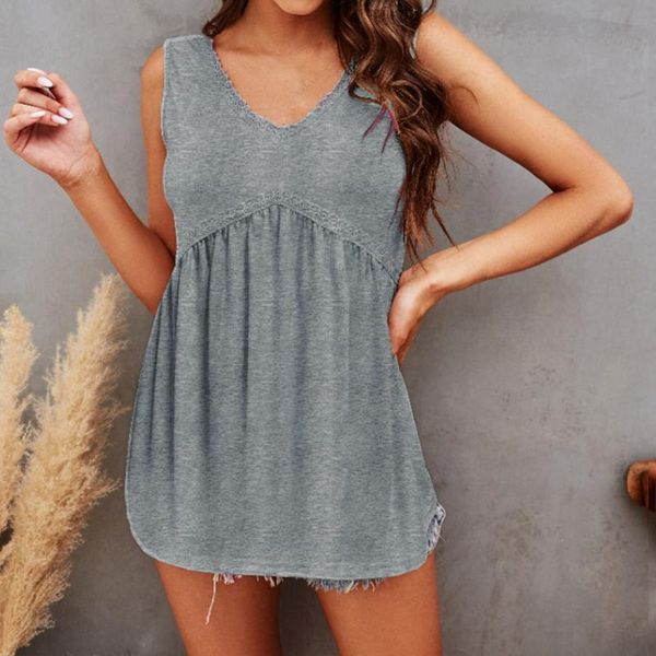 women's blouses & shirts fashion tank chiffon vneck sleeveless blouse solid color lace streetwear, White
women's blouses & shirts fashion tank chiffon vneck sleeveless blouse solid color lace streetwear, White
