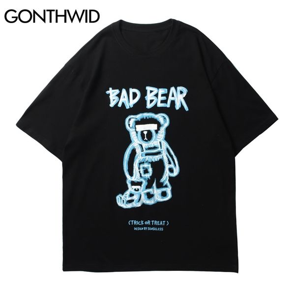 short sleeve tees hip hop streetwear men summer bears print t-shirts cotton casual harajuku loose fashion tshirts 210602, White;black
short sleeve tees hip hop streetwear men summer bears print t-shirts cotton casual harajuku loose fashion tshirts 210602, White;black