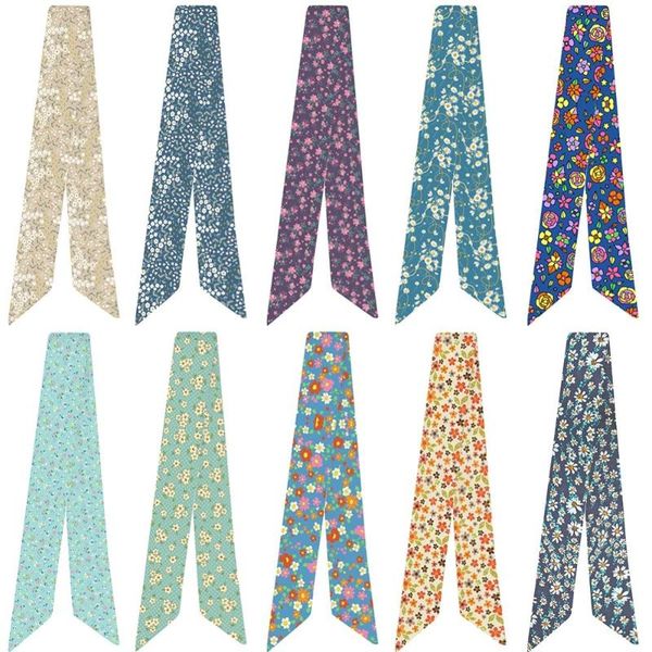 scarves style small floral print variety bag handle tie wrap silk scarf hair decoration multifunction, Blue;gray
scarves style small floral print variety bag handle tie wrap silk scarf hair decoration multifunction, Blue;gray