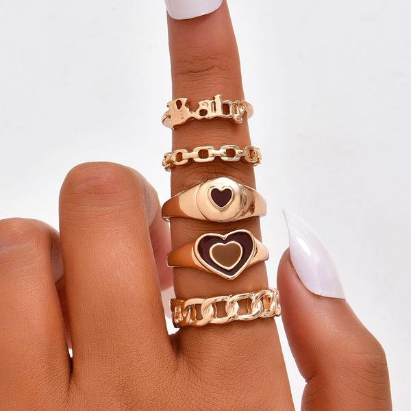 cluster rings vintage letter heart tai chi butterfly ring set for women ladies metal geometric glazed finger joint trendy accessories, Golden;silver
cluster rings vintage letter heart tai chi butterfly ring set for women ladies metal geometric glazed finger joint trendy accessories, Golden;silver