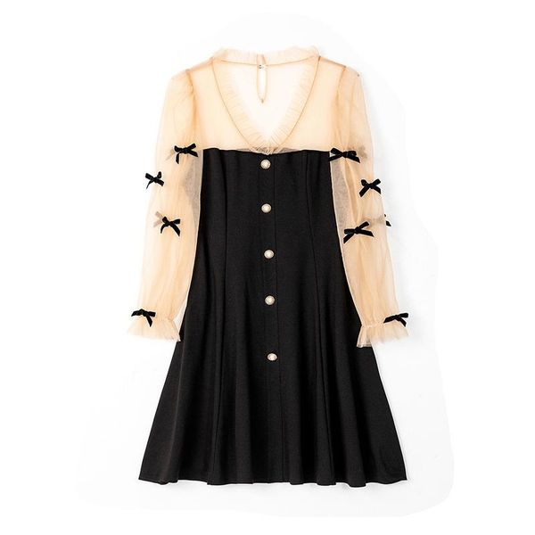 casual dresses vsue black v neck long sleeve patchwork autumn mini dress a line elegant mesh bow d2090, Black;gray
casual dresses vsue black v neck long sleeve patchwork autumn mini dress a line elegant mesh bow d2090, Black;gray