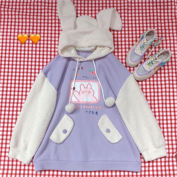 women's hoodies & sweatshirts winter kawaii ears fleece teen girl pink graphic vintage fluffy long sleeve anime hoodie patchwork top, Black
women's hoodies & sweatshirts winter kawaii ears fleece teen girl pink graphic vintage fluffy long sleeve anime hoodie patchwork top, Black