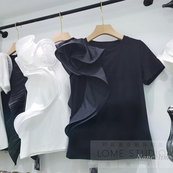 women's t-shirt ruffled stitching short sleeve cotton for women 2021 summer korean style all-match lady white black
women's t-shirt ruffled stitching short sleeve cotton for women 2021 summer korean style all-match lady white black