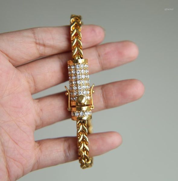 charm bracelets handmade european uas stainless steel round crystal paved clasp franco gold men chain jewelry bracelet1, Golden;silver
charm bracelets handmade european uas stainless steel round crystal paved clasp franco gold men chain jewelry bracelet1, Golden;silver