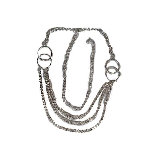 other multi chain belt chunky secure circle, Slivery;golden