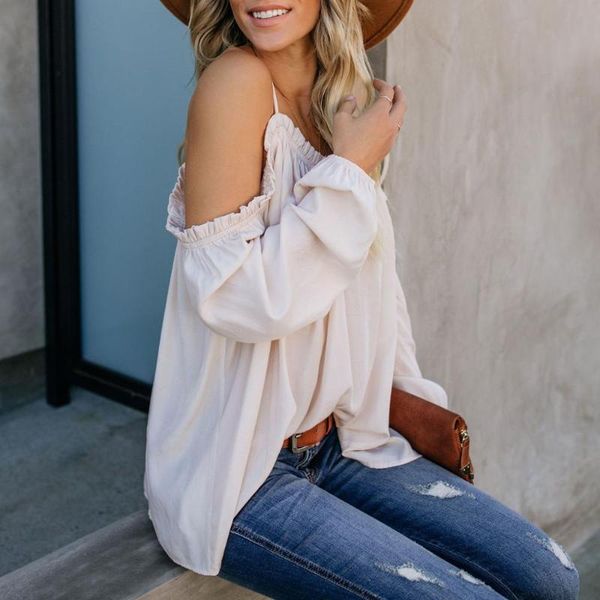 fashion female camis shrits women blouses summer slash neck backless long sleeve ruffle off shoulder casual shirts women's &, White
fashion female camis shrits women blouses summer slash neck backless long sleeve ruffle off shoulder casual shirts women's &, White