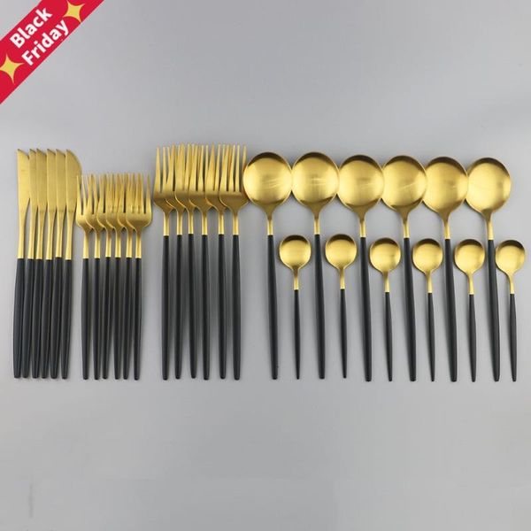 30pcs black gold cutlery set luxury dinnerware matte finish silverware stainless steel dinner knife fork spoon tableware sets
30pcs black gold cutlery set luxury dinnerware matte finish silverware stainless steel dinner knife fork spoon tableware sets
