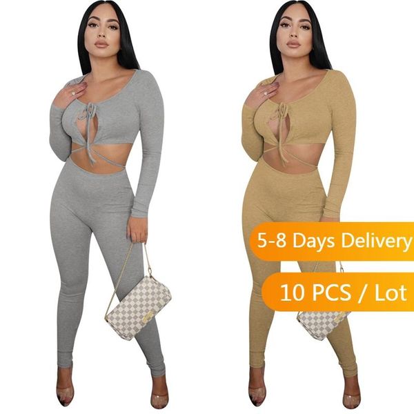 women's two piece pants wholesale items club outfits for women fall cut out bandage crop leggings set ribbed 2 sets womens, White
women's two piece pants wholesale items club outfits for women fall cut out bandage crop leggings set ribbed 2 sets womens, White