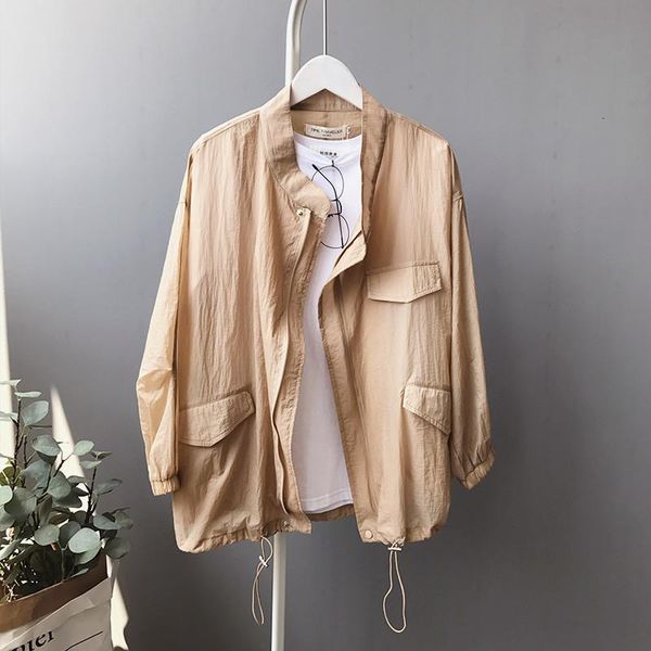 women's jackets summer women basic female sunscreen zipper coats casual long sleeves autumn thin windbreaker loose outerwear m24 ik55, Black;brown
women's jackets summer women basic female sunscreen zipper coats casual long sleeves autumn thin windbreaker loose outerwear m24 ik55, Black;brown