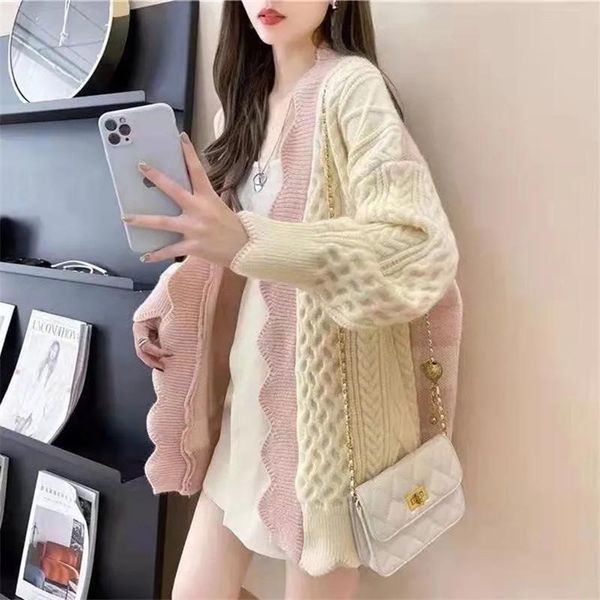 women's knits & tees cardigan women sweater jacket spring and autumn splicing long-sleeved v-neck loose personality fashion commuter fe, White
women's knits & tees cardigan women sweater jacket spring and autumn splicing long-sleeved v-neck loose personality fashion commuter fe, White