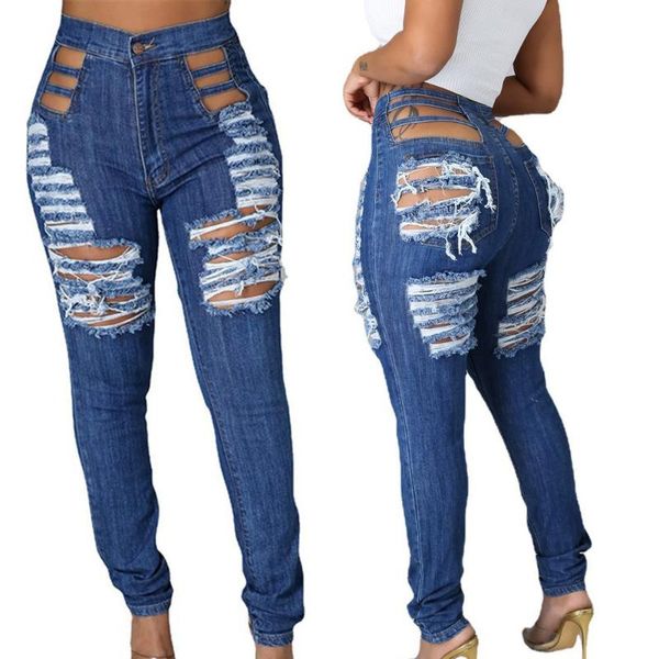 women's jeans hole tassel denim high waist ripped skinny pants slim fit steet bottom trousers, Blue
women's jeans hole tassel denim high waist ripped skinny pants slim fit steet bottom trousers, Blue