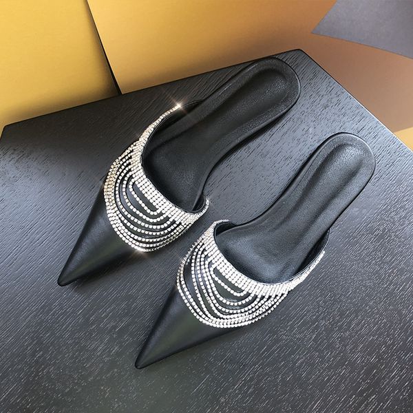bright diamond tassel decoration mules slippers pointed toe elegant temperament flat women shoes autumn gj9m, Black
bright diamond tassel decoration mules slippers pointed toe elegant temperament flat women shoes autumn gj9m, Black