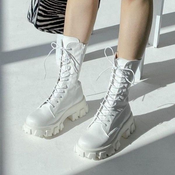 boots 2021 mid calf women autumn winter fashion lace-up zipper botas mujer sports platform heel ladies shoes, Black
boots 2021 mid calf women autumn winter fashion lace-up zipper botas mujer sports platform heel ladies shoes, Black