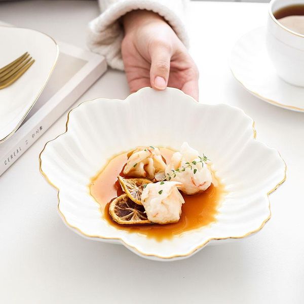 dishes & plates 8 inches flower shape gold edge ceramic plate nordic floral white porcelain dinner soup salad bowl dessert dish tablewa l1
dishes & plates 8 inches flower shape gold edge ceramic plate nordic floral white porcelain dinner soup salad bowl dessert dish tablewa l1