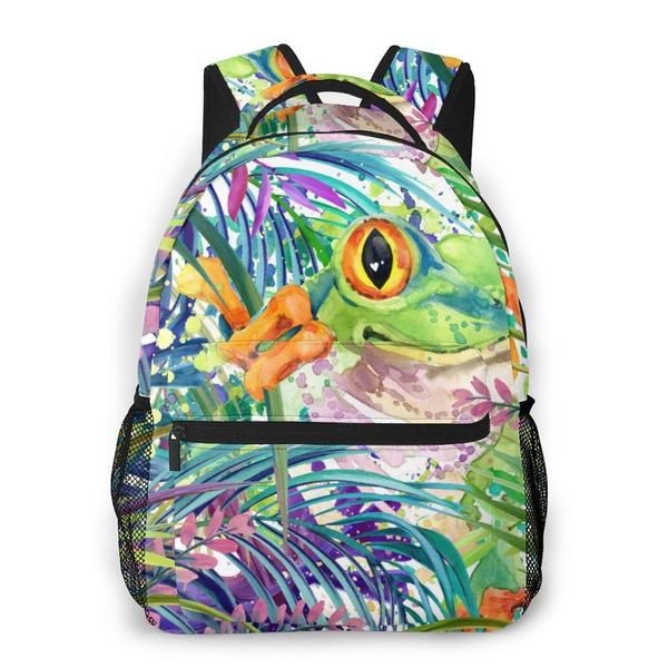 cute forest frog watercolor tropical wildlife african animal casual daypack travel school bag with pockets for boy student bags
cute forest frog watercolor tropical wildlife african animal casual daypack travel school bag with pockets for boy student bags