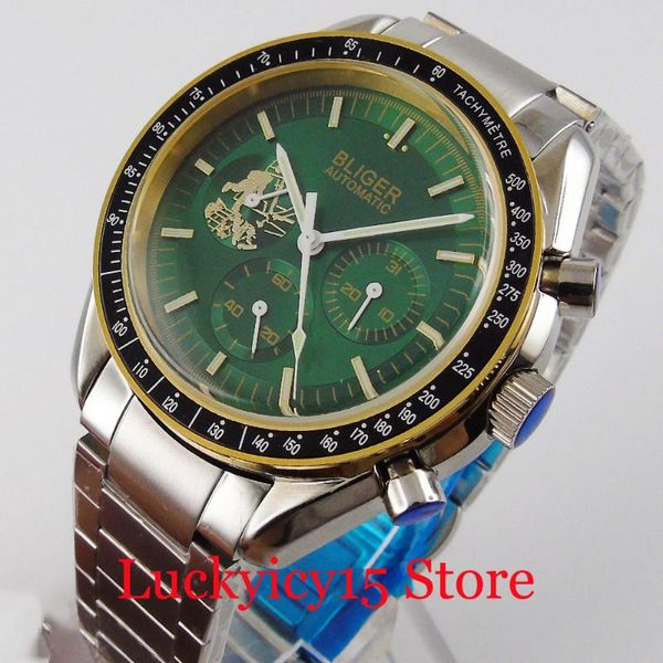 classic green automatic men watch date window mental band round case wristwatches, Slivery;brown
classic green automatic men watch date window mental band round case wristwatches, Slivery;brown