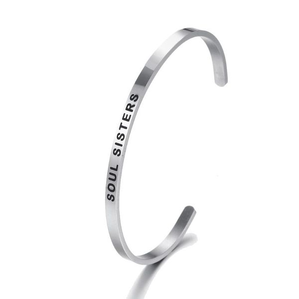 bangle stainless steel bar hand imprint soul sisters inspirational quote jewelry mantra for women friends, Black
bangle stainless steel bar hand imprint soul sisters inspirational quote jewelry mantra for women friends, Black