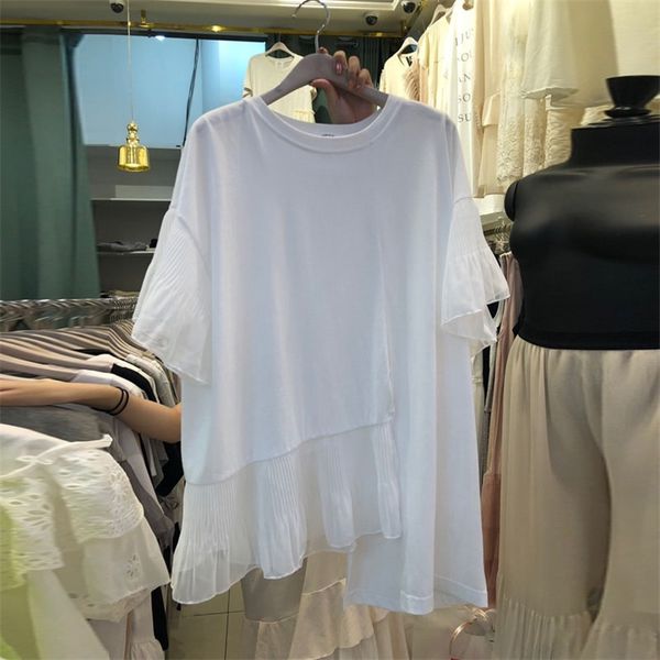 women's summer short-sleeved korean mesh stitching t-shirt fashion irregular personality women loose short sleeves gx227 210507, White
women's summer short-sleeved korean mesh stitching t-shirt fashion irregular personality women loose short sleeves gx227 210507, White