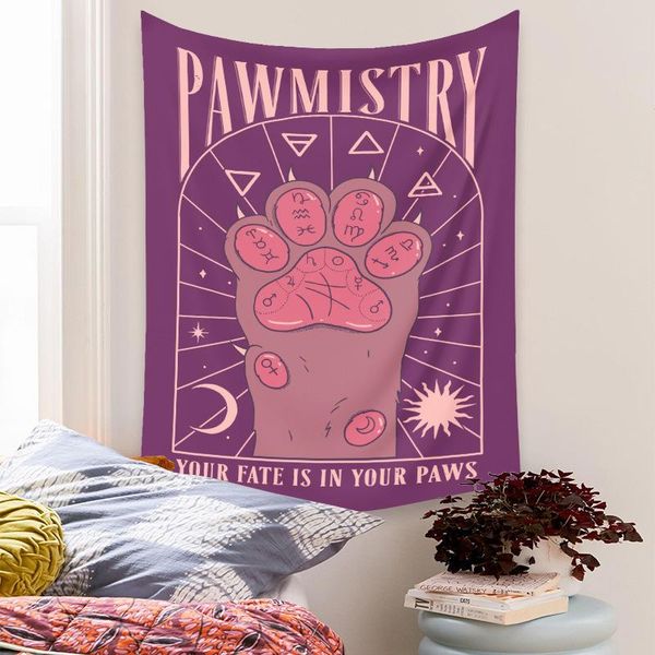 tapestries cat paws tapestry witchcraft tarot bohemian style decoration home hippie mattress girls dorm room decor