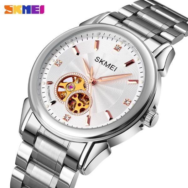 skmei brand mens watch automatic mechanical clock steel waterproof quartz skeleton hollow male wristwatch for gift reloj hombre wristwatches, Slivery;brown
skmei brand mens watch automatic mechanical clock steel waterproof quartz skeleton hollow male wristwatch for gift reloj hombre wristwatches, Slivery;brown