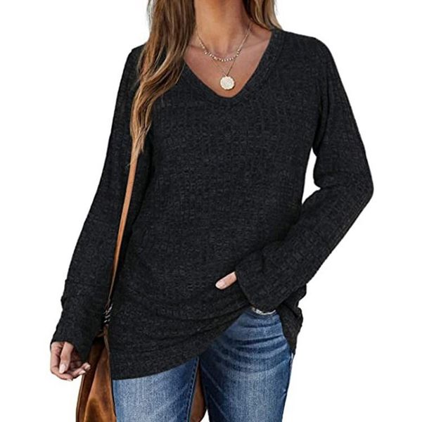 sweaters for women long sleeve v neck solid color fashion, White;black
sweaters for women long sleeve v neck solid color fashion, White;black