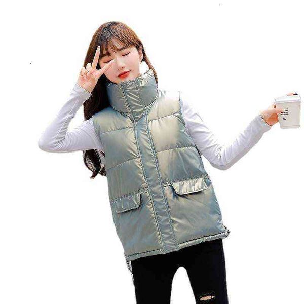 cotton padded vest women 2021 autumn winter slim fit fashion pocket gold film korean 's d867, Black;white
cotton padded vest women 2021 autumn winter slim fit fashion pocket gold film korean 's d867, Black;white