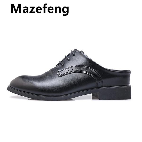 slippers mazefeng increase male shoes lace- up men simple casual half solid outdoor leather round toe, Black
slippers mazefeng increase male shoes lace- up men simple casual half solid outdoor leather round toe, Black
