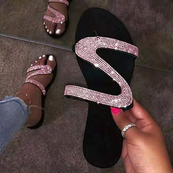 sandals summer for women bling shoes flat rhinestone beach slippers femmes sandales plus size, Black
sandals summer for women bling shoes flat rhinestone beach slippers femmes sandales plus size, Black