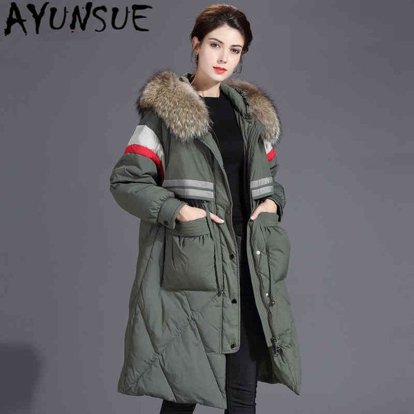 ayunsue real raccoon fur hooded winter jacket woman coat female thick warm white duck down parkas women's costumes, Black
ayunsue real raccoon fur hooded winter jacket woman coat female thick warm white duck down parkas women's costumes, Black