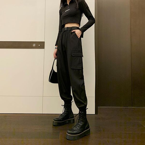 overalls women's loose foot binding summer autumn black handsome versatile slimming high waist sports casual pants & capris, Black;white
overalls women's loose foot binding summer autumn black handsome versatile slimming high waist sports casual pants & capris, Black;white