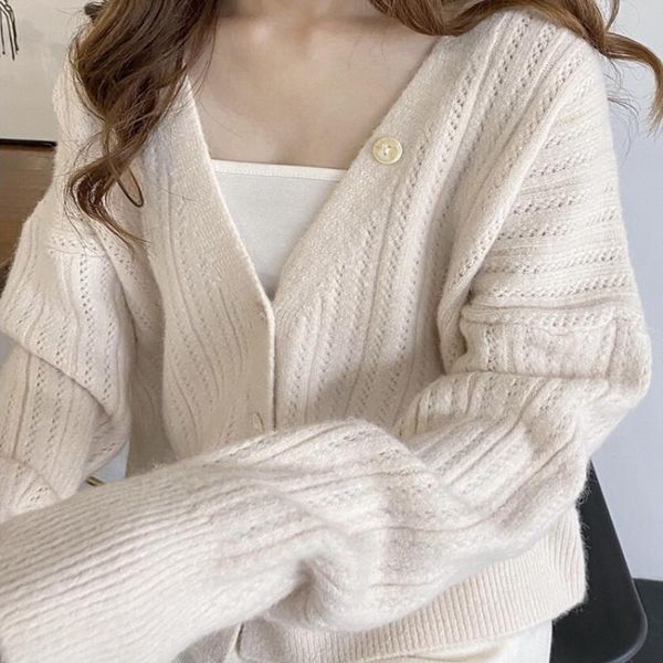 women's knits & tees 2021 early autumn design sense fashion trend lazy style knitted cardigan jacket women loose sweater, White
women's knits & tees 2021 early autumn design sense fashion trend lazy style knitted cardigan jacket women loose sweater, White