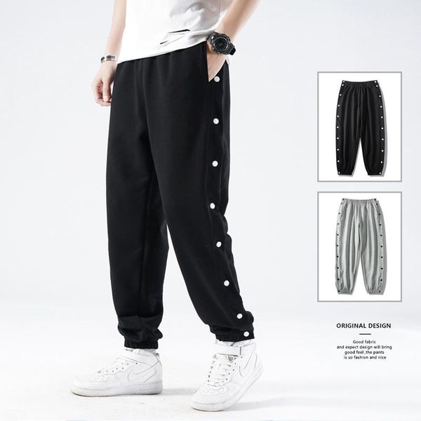 men's pants sports breeches male full open button loose tide bunched foot spring summer side training basketball long, Black
men's pants sports breeches male full open button loose tide bunched foot spring summer side training basketball long, Black