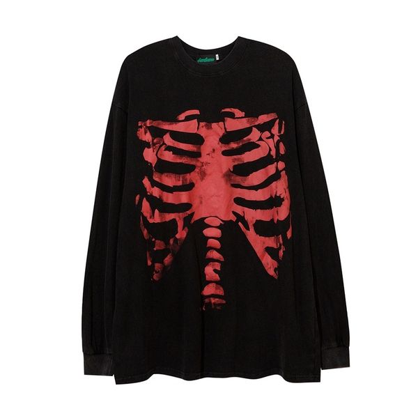 high street dark skeleton long sleeve pullover autumn winter brand men's oversize large round neck cotton sweater, Black
high street dark skeleton long sleeve pullover autumn winter brand men's oversize large round neck cotton sweater, Black