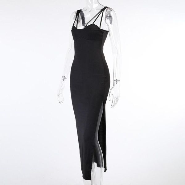 women slim sleeveless solid color spaghetti strap split hem midi dress casual dresses, Black;gray
women slim sleeveless solid color spaghetti strap split hem midi dress casual dresses, Black;gray