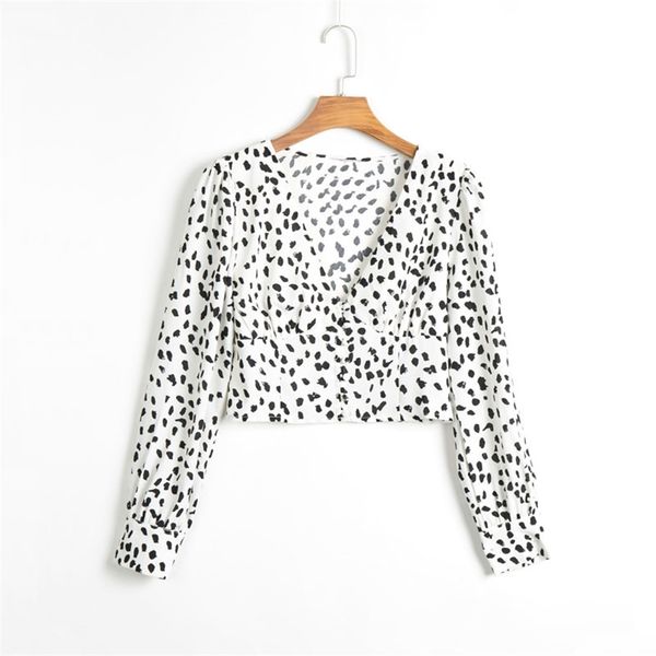 shirt printing female summer casual striped v-neck long-sleeved shirt 210430, White 
shirt printing female summer casual striped v-neck long-sleeved shirt 210430, White