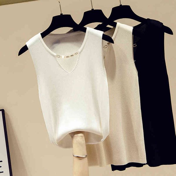 women's tanks & camis v-neck knitted womens summer clothes for women sleeveless female casual chic metal chain fashion, White
women's tanks & camis v-neck knitted womens summer clothes for women sleeveless female casual chic metal chain fashion, White